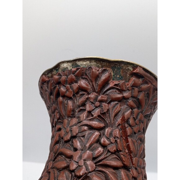 Chinese Cinnabar Vase Carved Super Rare Piece Antique 8 1/2" Tall - Picture 9 of 16